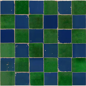 Mosaic House Moroccan tile Rceef 10-15 Green,   Cobalt Blue,    solid zellige, mosaic, zellij, field, pattern, glaze, simple, classic, grid, squares 